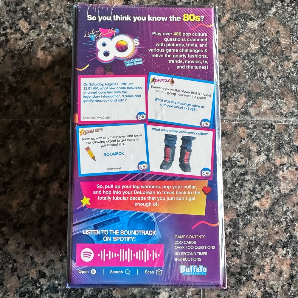 Buffalo Games Like Totally 80's - Pop Culture Trivia Game 14+ ages NWT - Picture 2 of 5